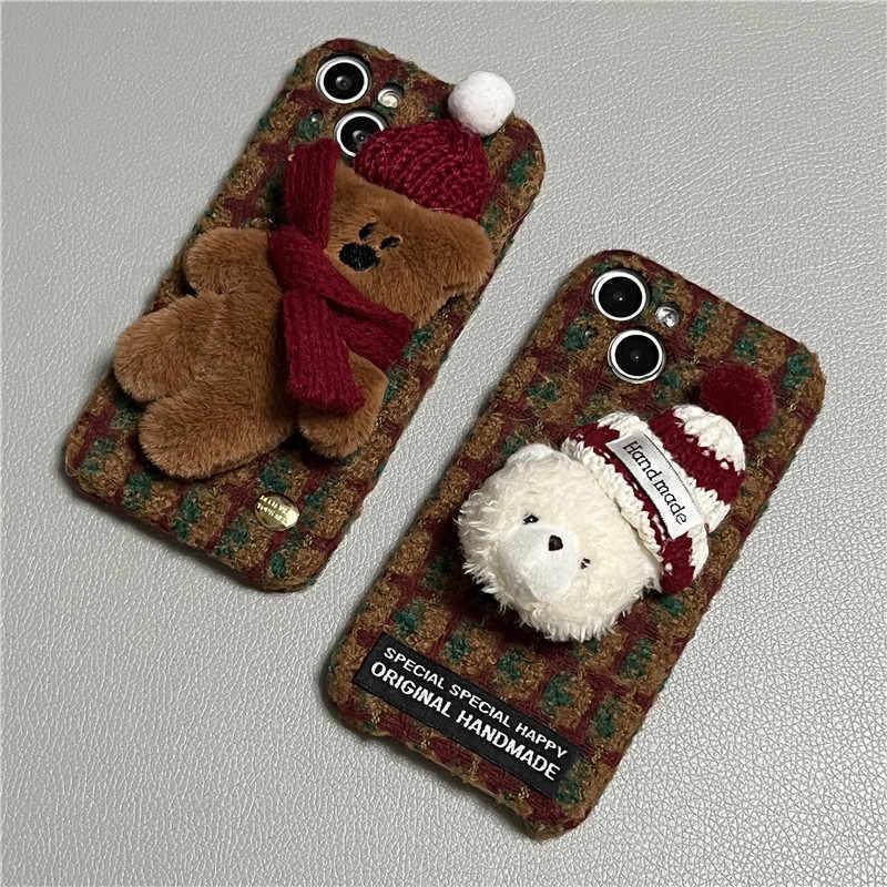autumn-winter-red-plush-plaid-iphone-case - Viexta