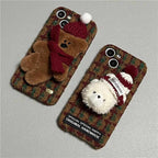 autumn-winter-red-plush-plaid-iphone-case - Viexta