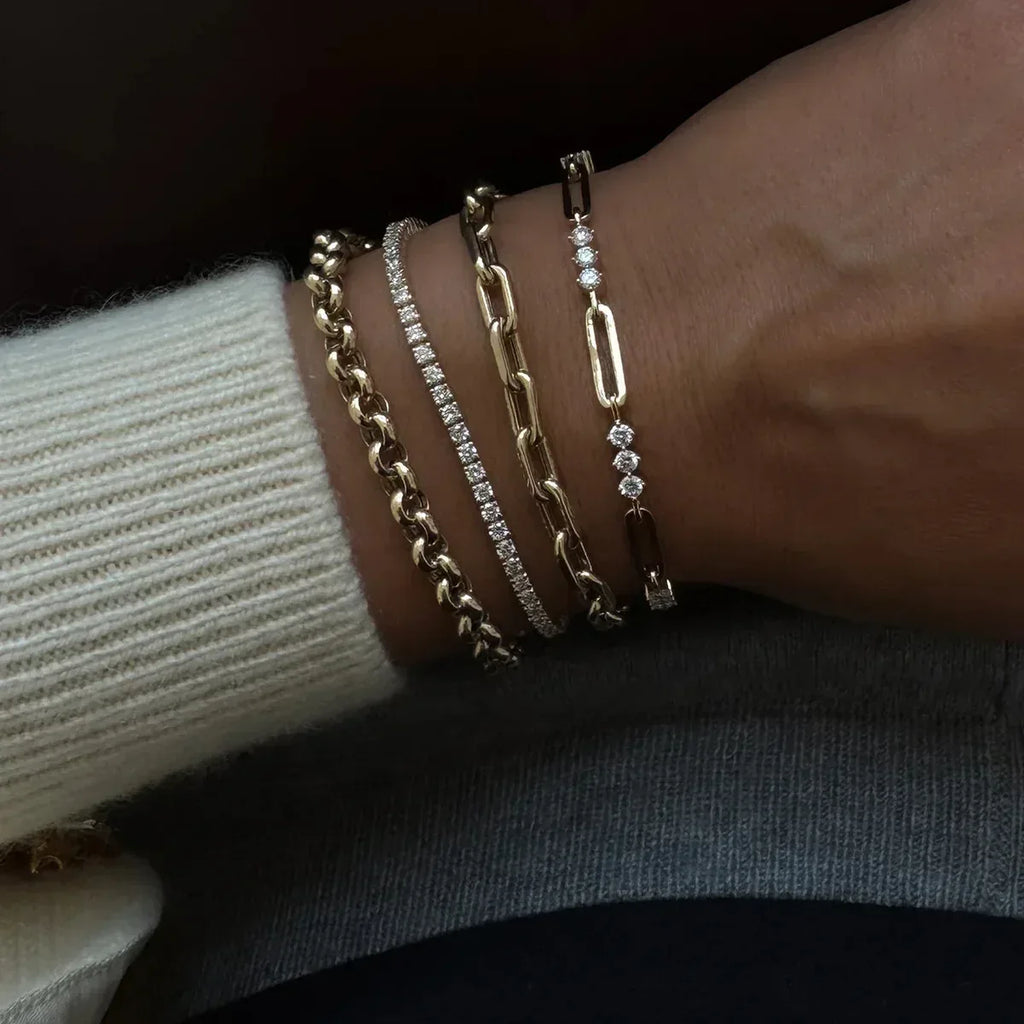 Stainless Steel Diamond Tennis Chain Women's Bracelet - Viexta