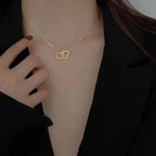 Cold Peach Double Heart Necklace - Viexta