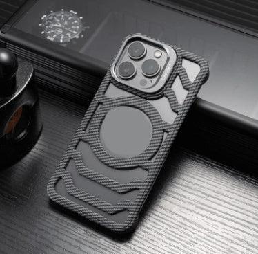 hollow-carbon-fiber-pattern-frameless-magnetic-bracket-iphone-case - Viexta