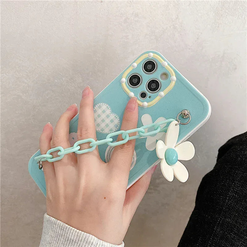 Mint Green Flower Chain iPhone case - Viexta