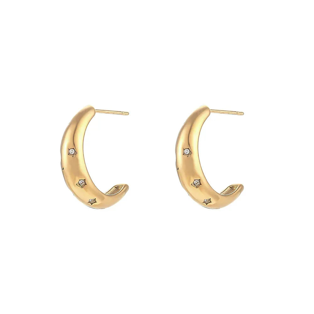 Zircon Moon Earrings - Viexta
