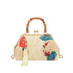 Retro Embroidered Clutch Red-crowned Crane Handbag - Viexta