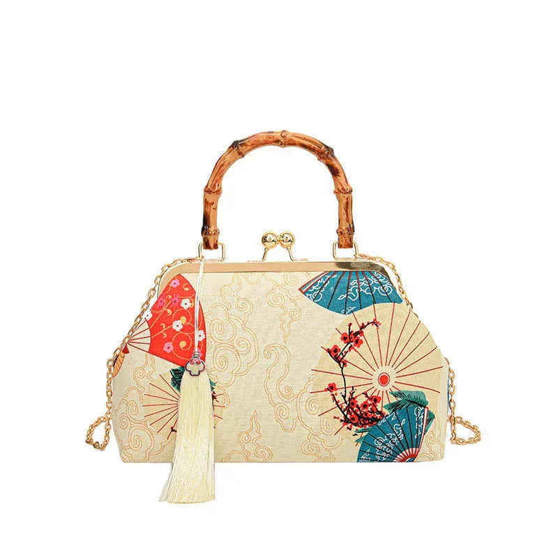 Retro Embroidered Clutch Red-crowned Crane Handbag - Viexta