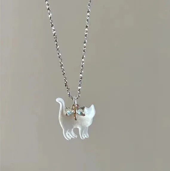 transparent-cat-rhinestone-pendant-necklace - Viexta