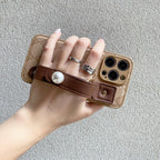 diamond-coffee-color-pearl-wrist-strap-iphone-case - Viexta