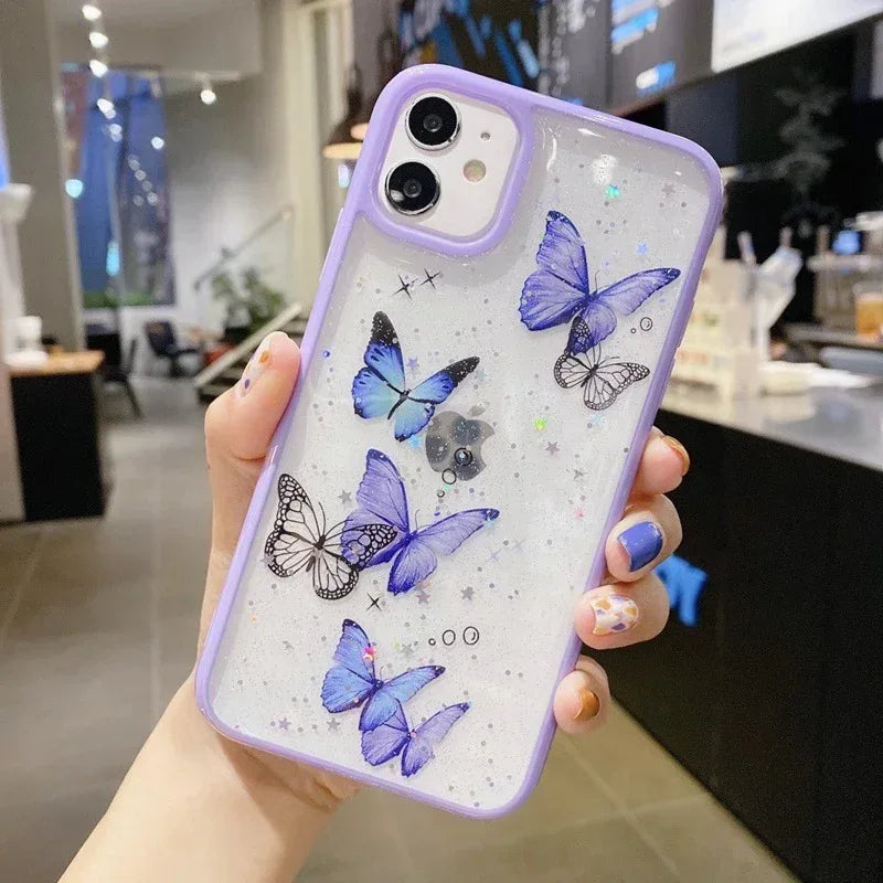Epoxy Glitter Butterfly iPhone Case - Viexta