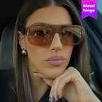Single Bridge Large Frame Square Sunglasses - Viexta