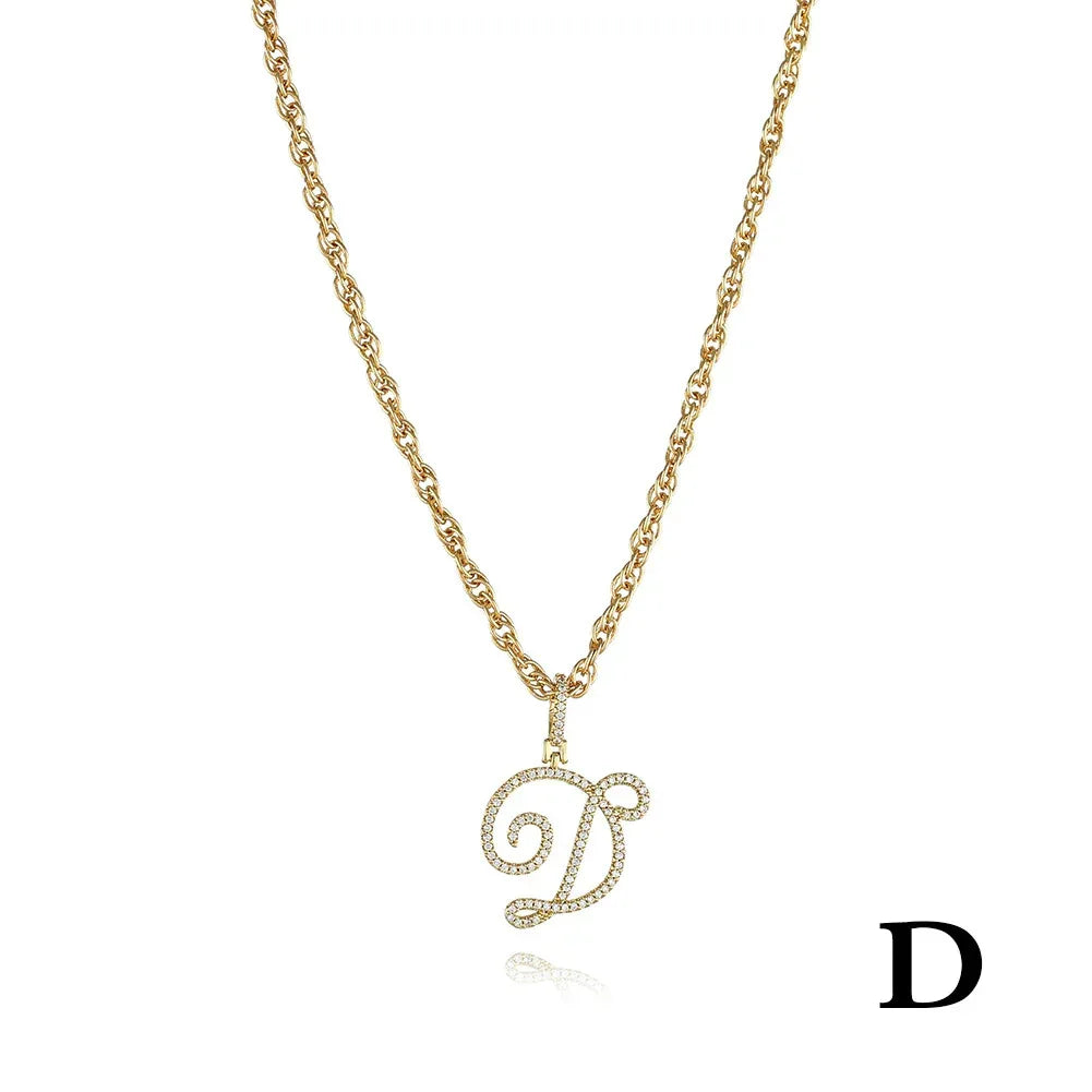 26 Letter Zircon 18k Gold Necklace - Viexta