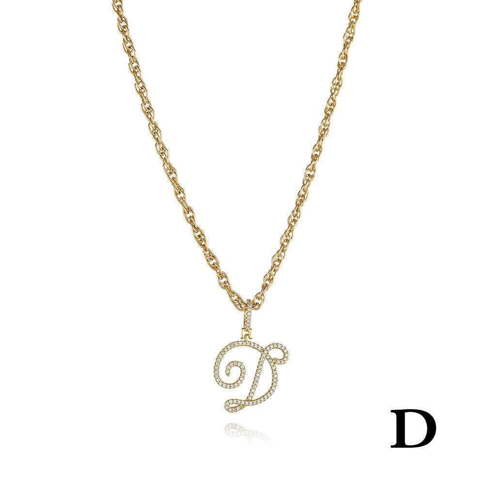 26 Letter Zircon 18k Gold Necklace