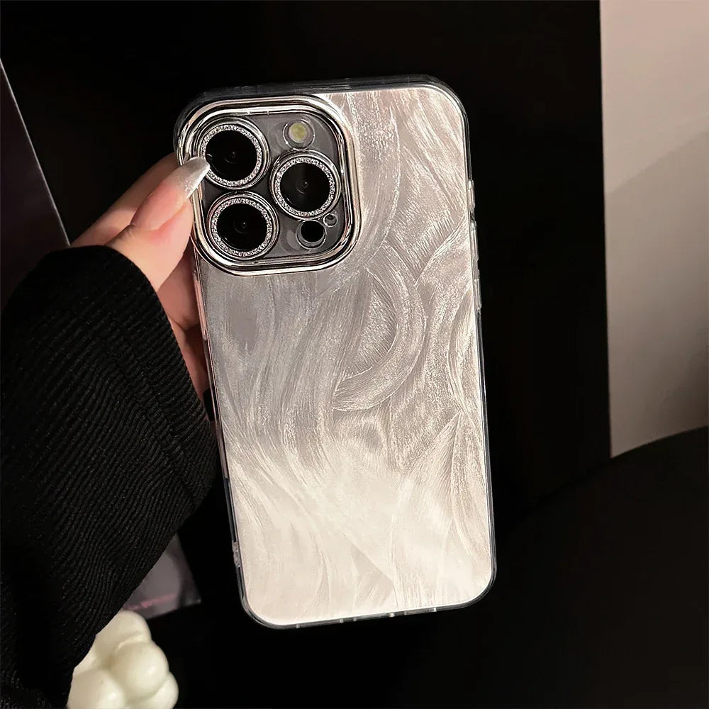 Anti-fall Feather Yarn Laser Lens Protector iPhone Case - Viexta