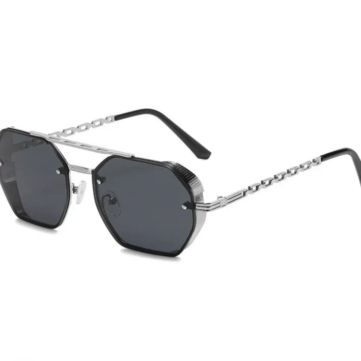 Womens Stylish Metal Chain-leg Sunglasses - Viexta