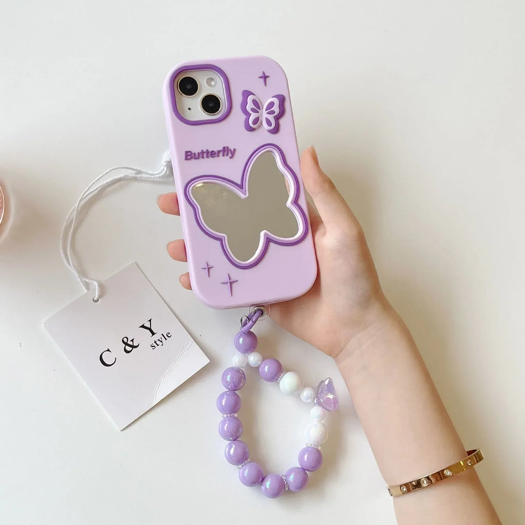 Purple Butterfly Mirror Silicone iPhone Case - Viexta
