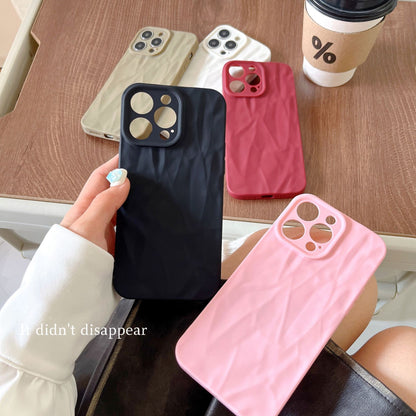 Solid Color Pleated Frosted iPhone Cover