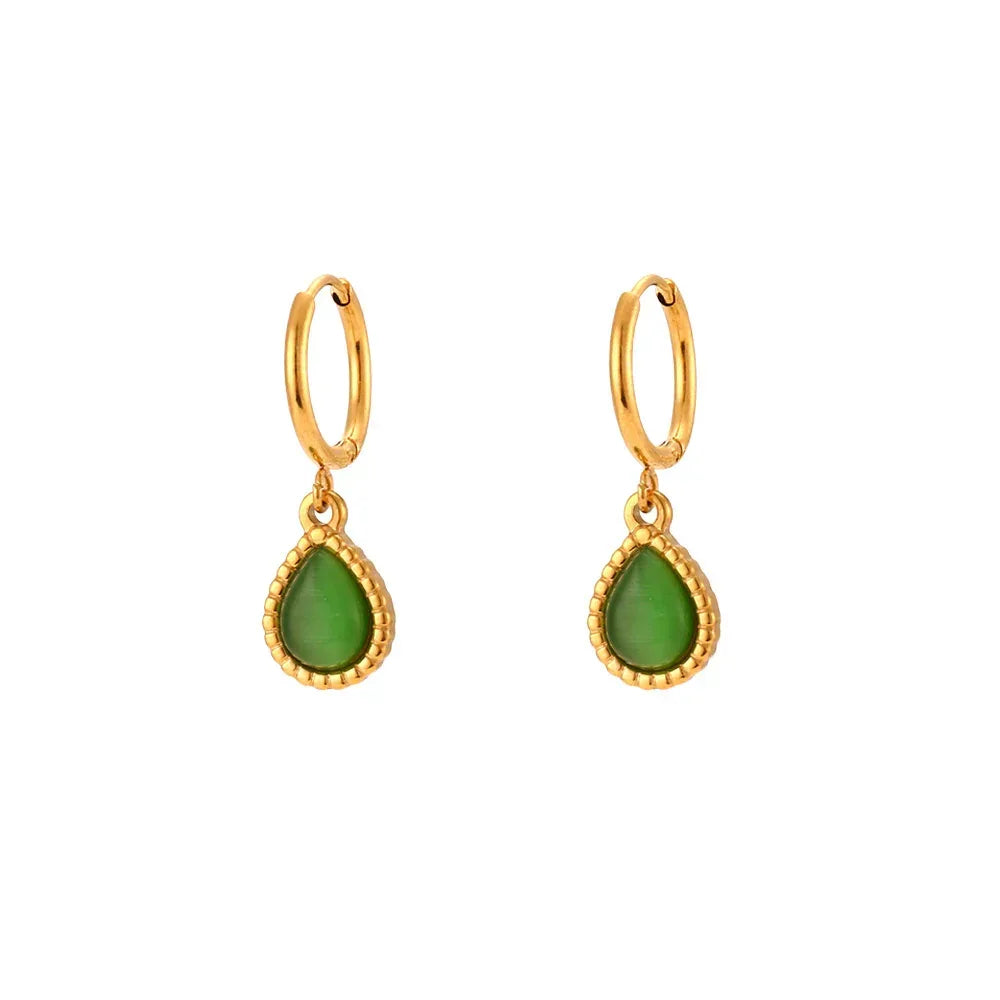 Minimalistic Water Drops Opal Necklace Set - Viexta