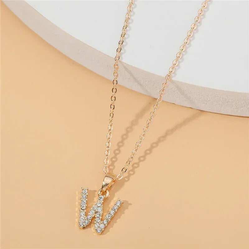 18k 26 Golden English Letter Pendant Clavicle Chain - Viexta