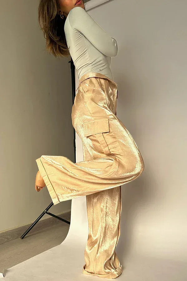 Ins Style Loose Straight Pants With Multi-pocket Trousers - Viexta
