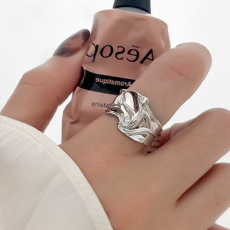 Niche High-End 925 Sterling Silver Retro Plain Band Ring