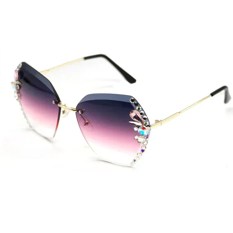 Rhinestone Frameless Sunglasses - Viexta