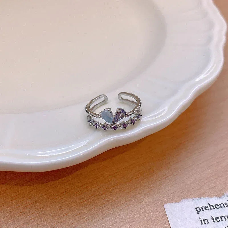 Micro Set Crystal Zircon Pearl Ring - Viexta