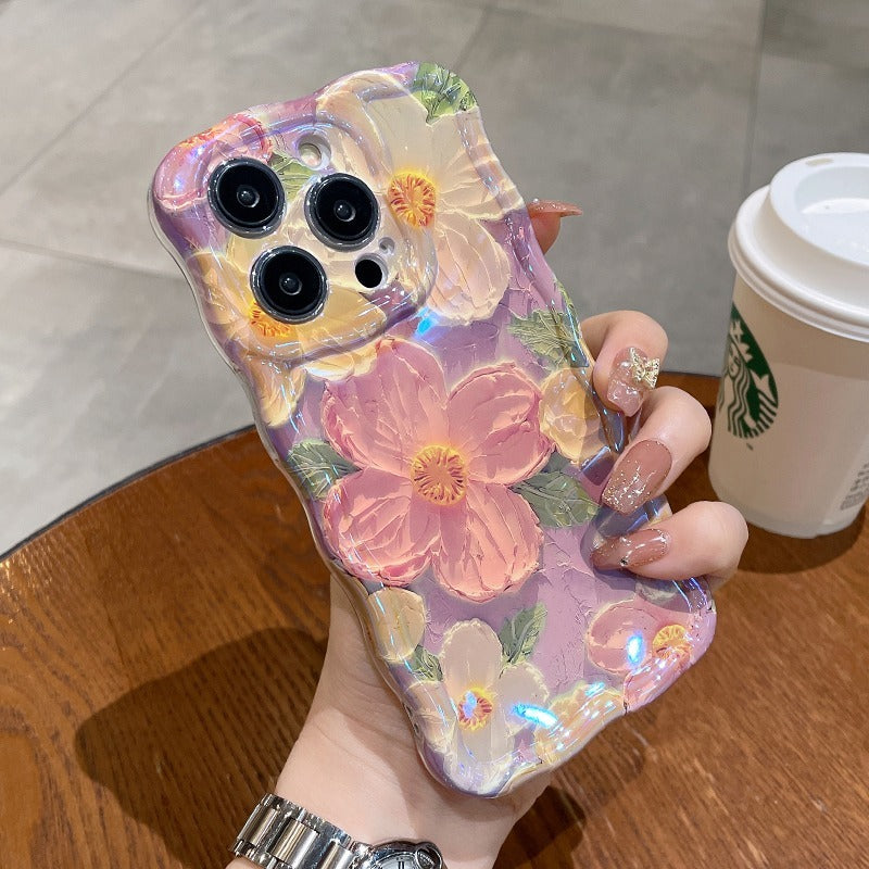 Drop-resistant Oil Painting Flower Soft Silicone iPhone Case