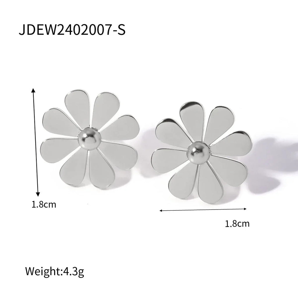 summer-18k-gold-stainless-steel-flower-earrings - Viexta