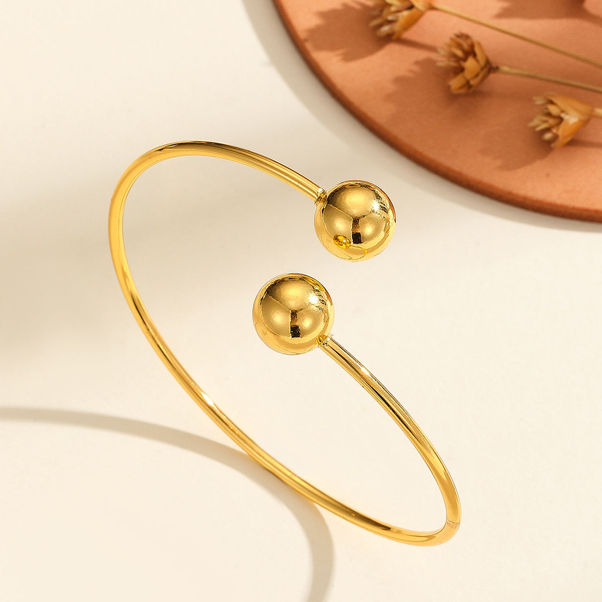 18k Gold Double Headed Bead Bracelet