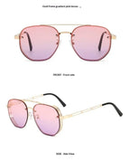 Retro Double-bridge Hollow-out Metal Sunglasses - Viexta