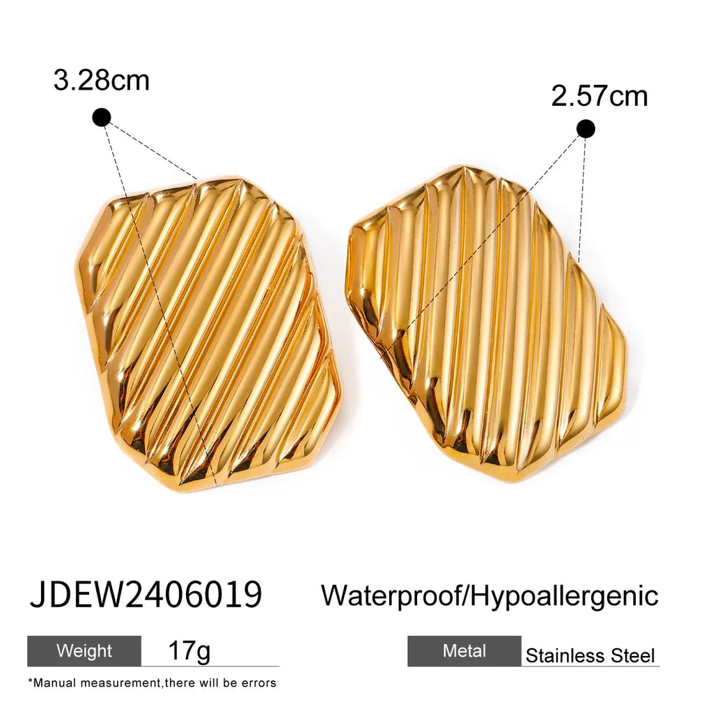 Irregular Pleated Square Wave Earrings - Viexta