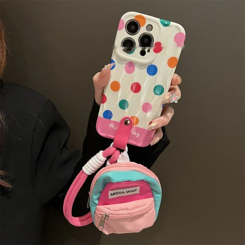Polka Dot Bookbag iPhone Case - Viexta