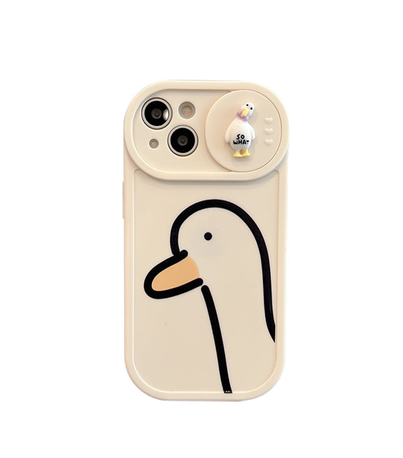 Duck Pattern Sliding Window Silicone Mobile iPhone Case