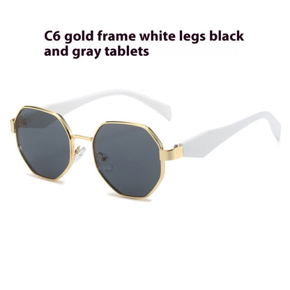 Polygonal Wide Metal Large Rim Sunglasses