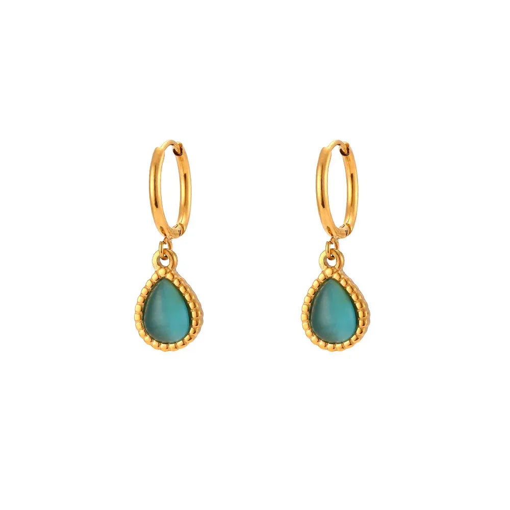 Minimalistic Water Drops Opal Necklace Set - Viexta