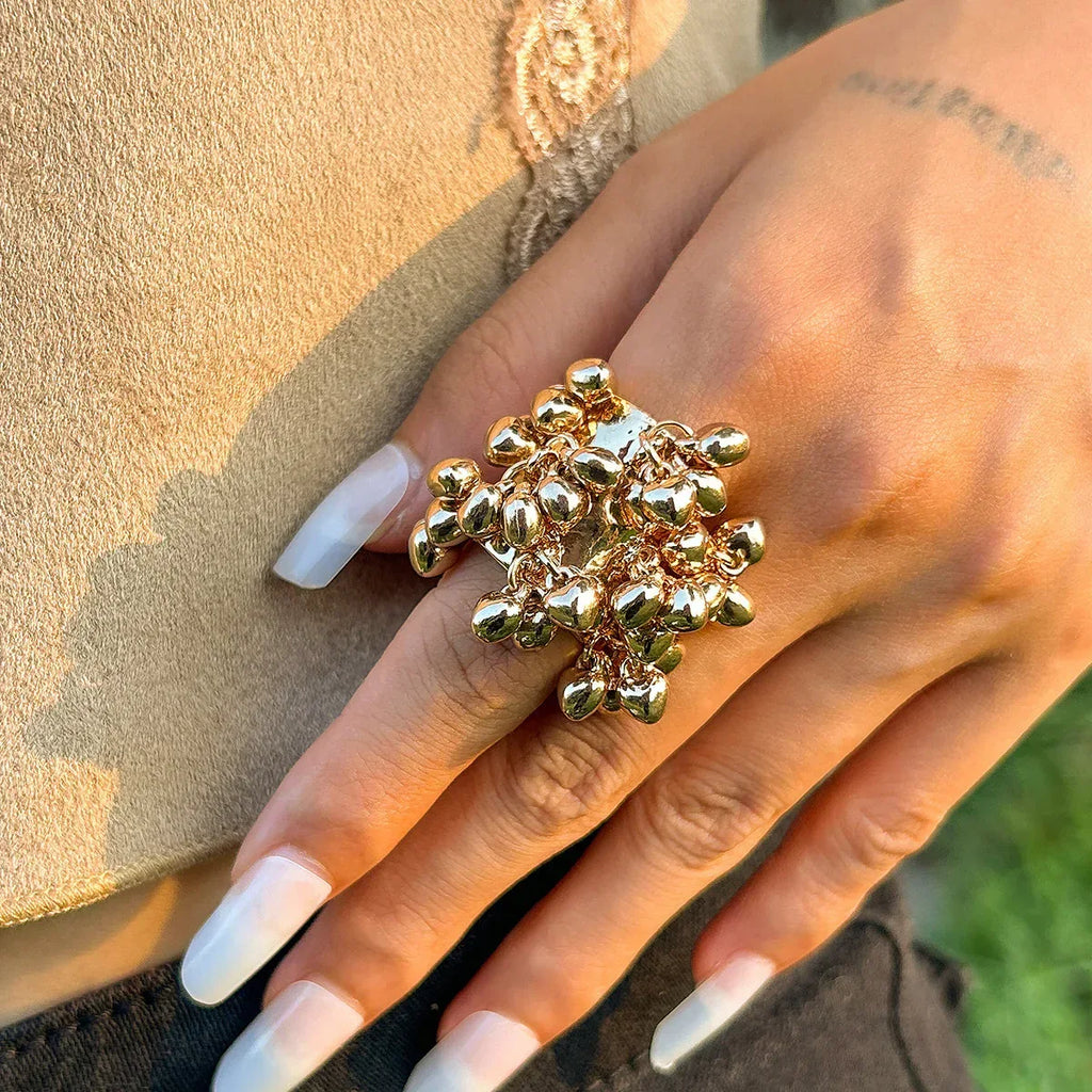 Retro Colorful Pearl Tassel Ring - Viexta