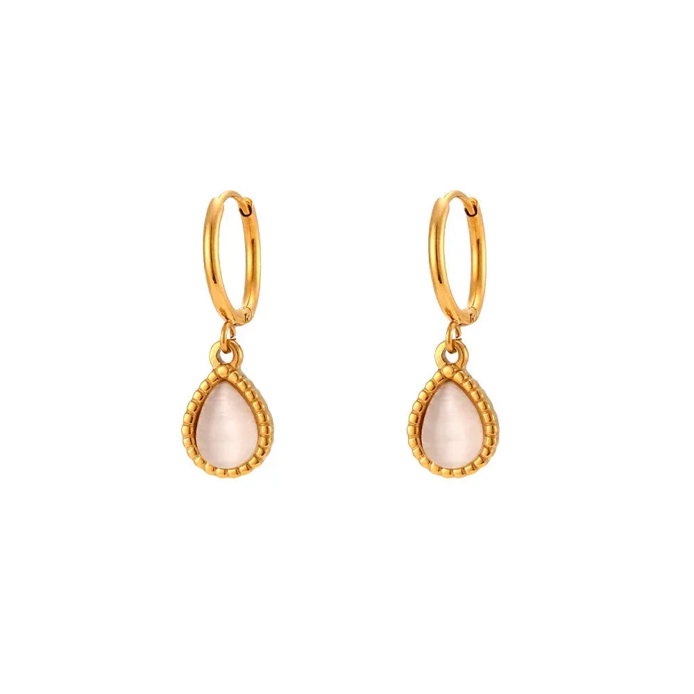 Minimalistic Water Drops Opal Necklace Set - Viexta