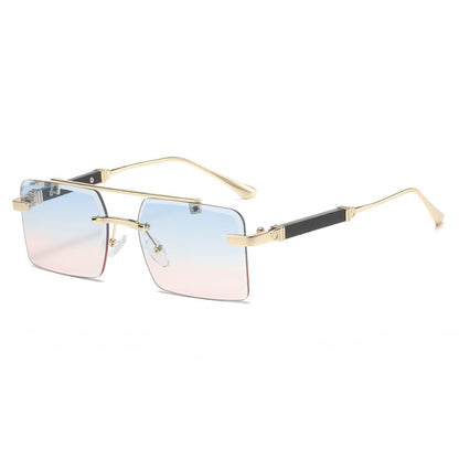 Frameless Trimming Double Beam Square Sunglasses