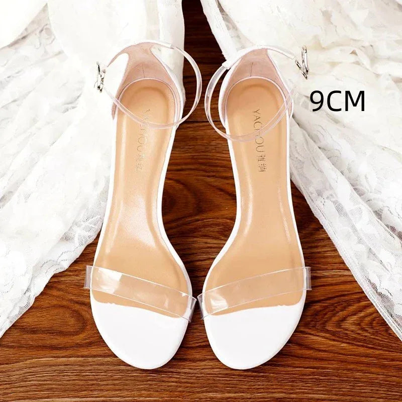 Leather Strap Transparent High Heel - Viexta