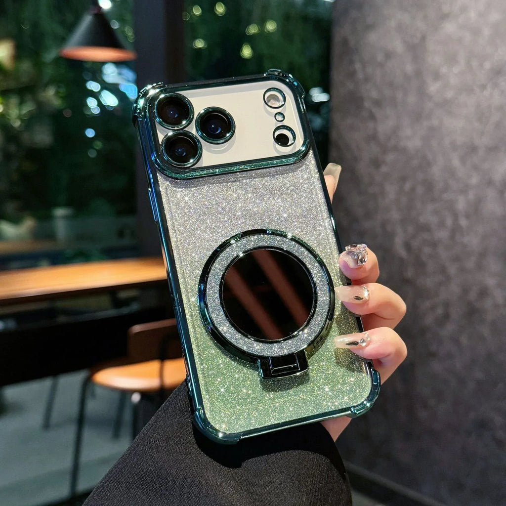 Glitter Mirror Magnetic Bracket iPhone Case - Viexta