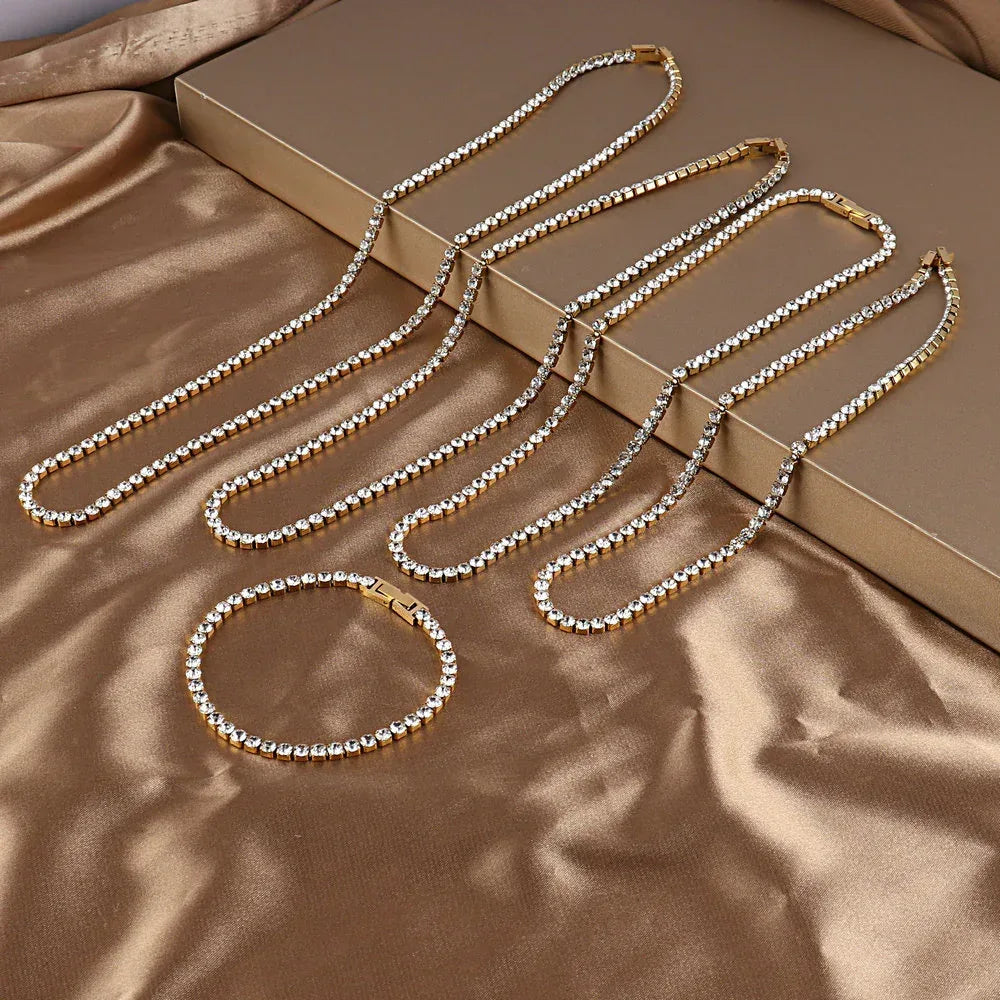 4mm Zircon Tennis Necklace In Stainless Steel - Viexta