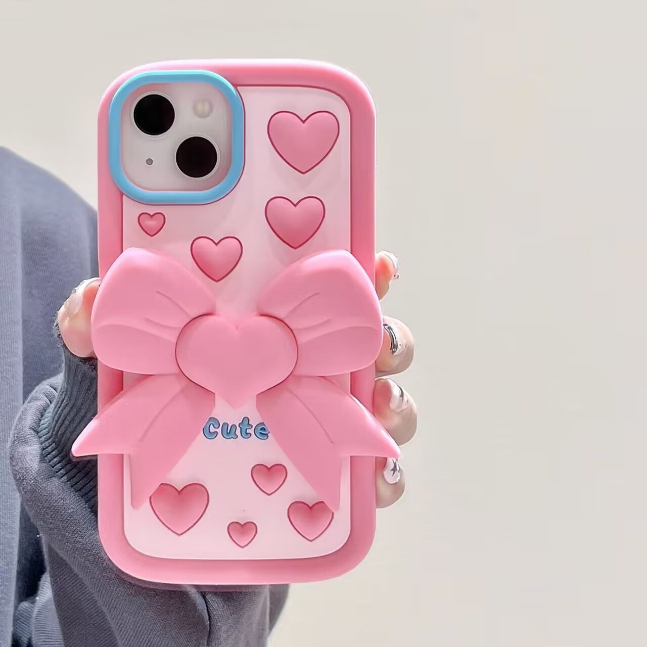 3D Bracket Bow Heart iPhone Case