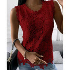 Flowers Lace Women Summer Tops - Viexta