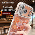 Rhinestone Butterfly iPhone Case With Glitter Lens Protector - Viexta