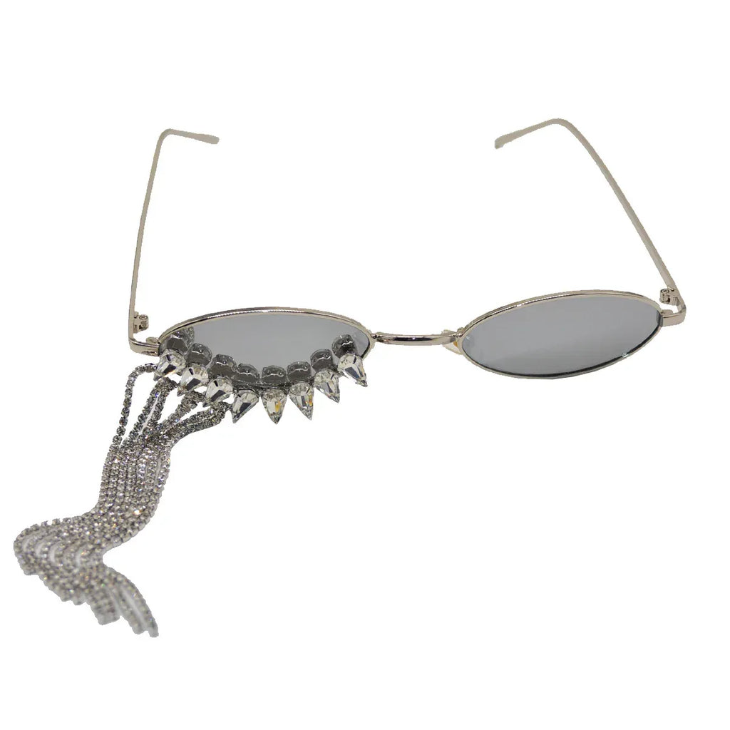 Glamorous Rhinestone-tasseled Sunglasses - Viexta