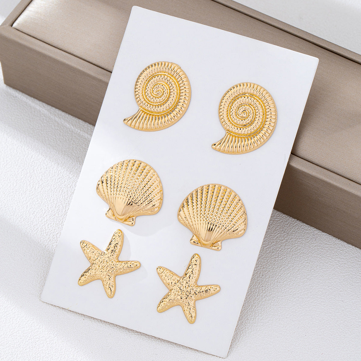 Ocean-Style Earring Set Featuring Starfish
