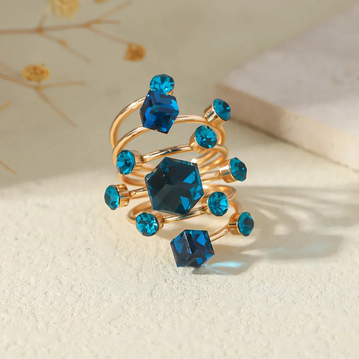 Boho Stackable Gemstone Rings Set