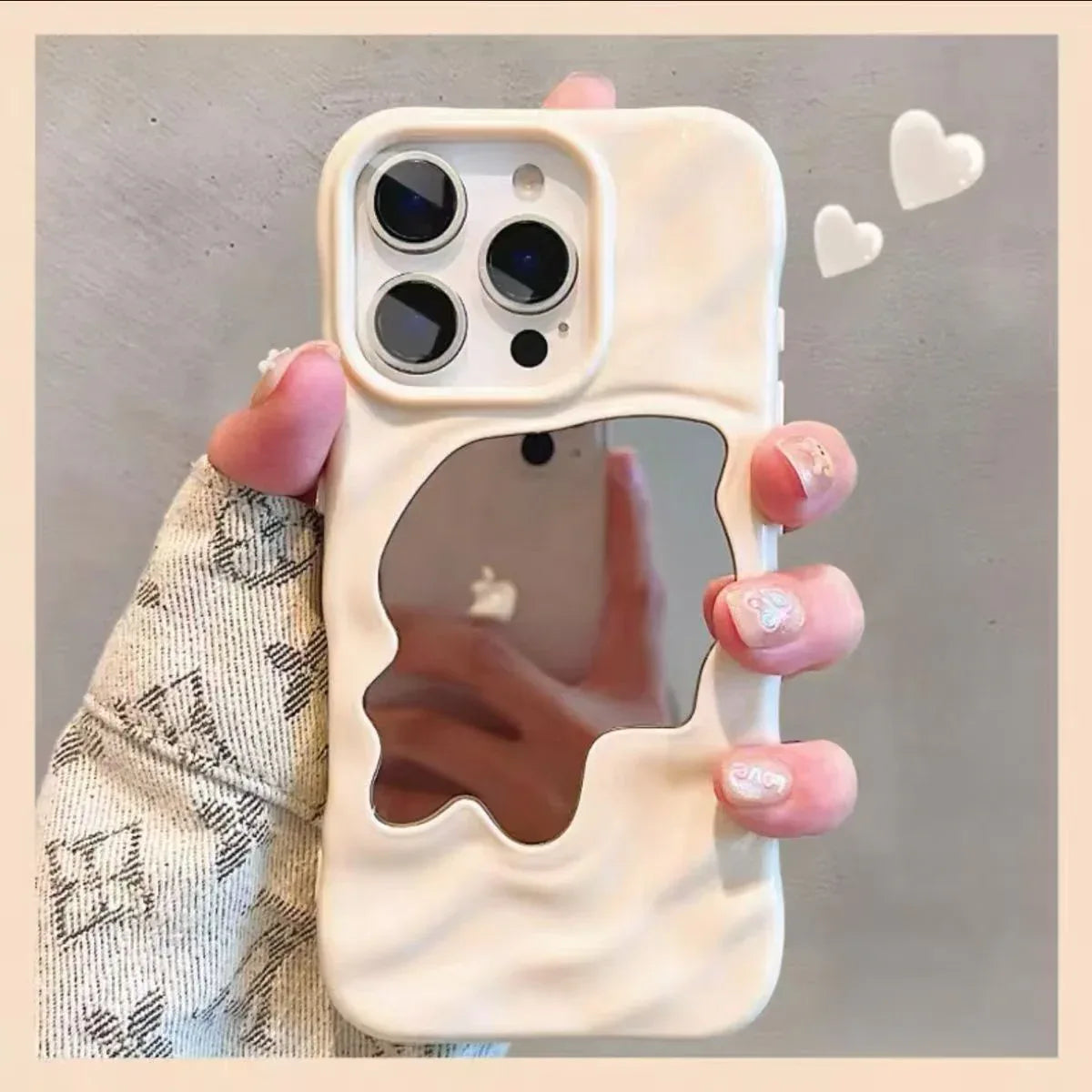 Electroplated Ripple Mirror Makeup Mirror iPhone case - Viexta