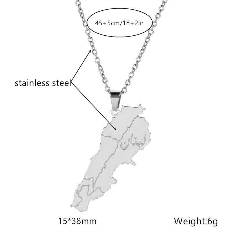 Stainless Steel Map Necklace