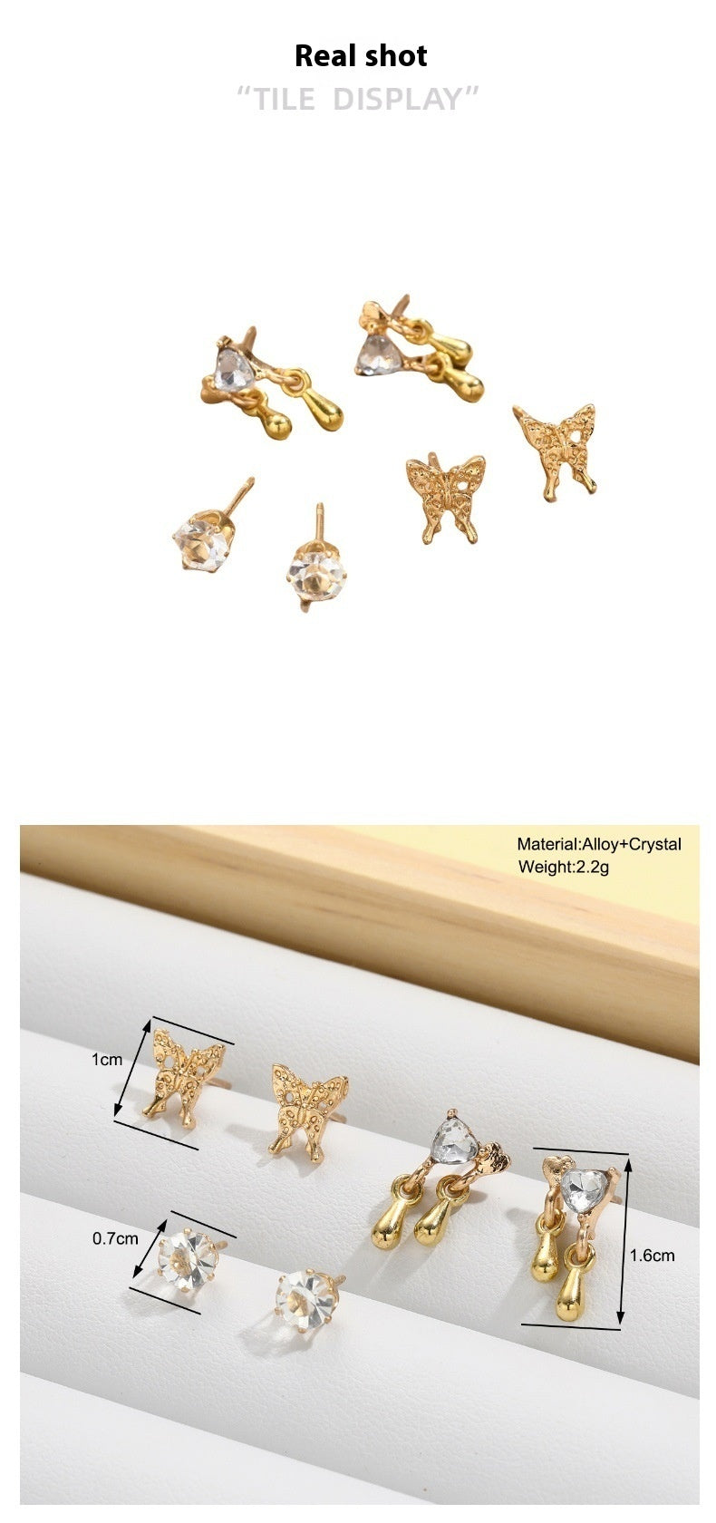 6piece set Butterfly Earrings