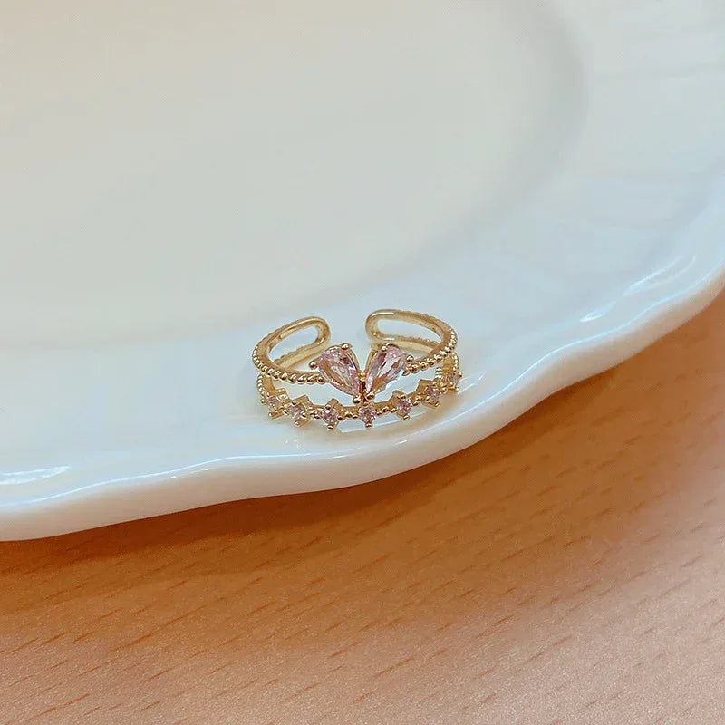 Micro Set Crystal Zircon Pearl Ring - Viexta